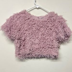 Zara faux feather top pink purple nwot